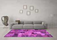 Machine Washable Patchwork Purple Transitional Rug, wshcon337pur