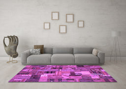 Machine Washable Patchwork Purple Transitional Area Rugs in a Living Room, wshcon337pur