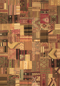 Patchwork Brown Transitional Rug, con337brn