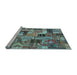 Sideview of Machine Washable Patchwork Light Blue Transitional Rug, wshcon337lblu