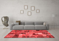 Machine Washable Patchwork Red Transitional Rug, wshcon337red