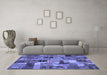 Machine Washable Patchwork Blue Transitional Rug in a Living Room, wshcon337blu