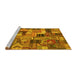 Sideview of Machine Washable Patchwork Yellow Transitional Rug, wshcon337yw