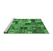 Sideview of Machine Washable Patchwork Emerald Green Transitional Area Rugs, wshcon337emgrn