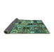 Sideview of Patchwork Turquoise Transitional Rug, con337turq