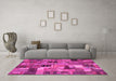 Machine Washable Patchwork Pink Transitional Rug in a Living Room, wshcon337pnk