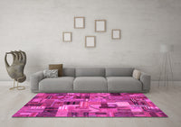 Machine Washable Patchwork Pink Transitional Rug, wshcon337pnk