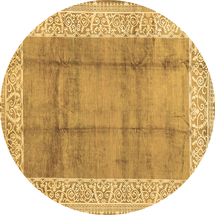 Round Abstract Brown Contemporary Rug, con338brn