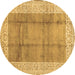 Round Abstract Brown Contemporary Rug, con338brn