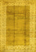 Machine Washable Abstract Yellow Contemporary Rug, wshcon338yw