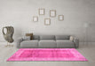 Machine Washable Abstract Pink Contemporary Rug in a Living Room, wshcon338pnk