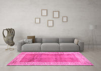 Machine Washable Abstract Pink Contemporary Rug, wshcon338pnk