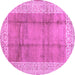 Round Abstract Purple Contemporary Rug, con338pur