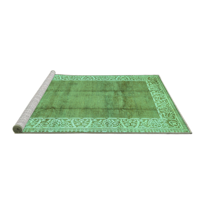 Sideview of Machine Washable Abstract Turquoise Contemporary Area Rugs, wshcon338turq