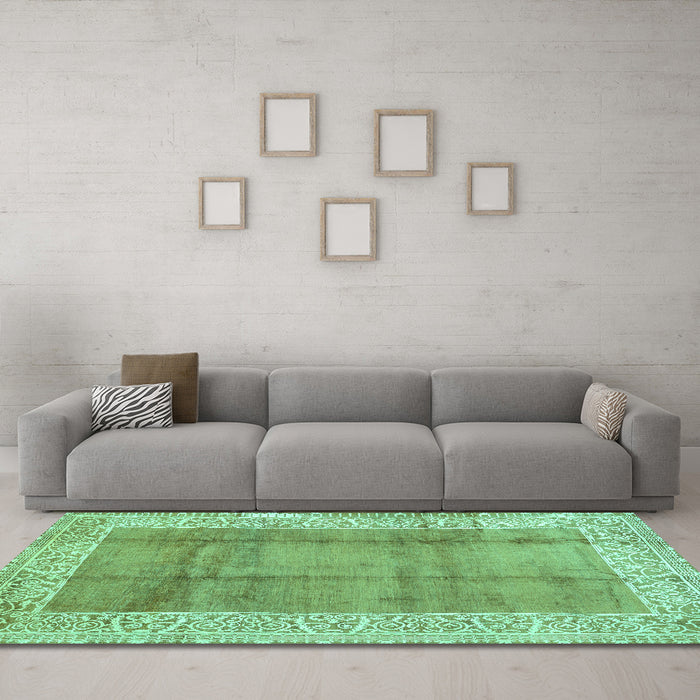 Machine Washable Abstract Turquoise Contemporary Area Rugs in a Living Room,, wshcon338turq