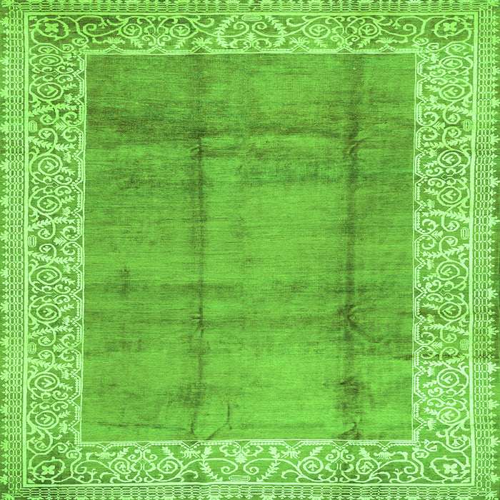 Serging Thickness of Abstract Green Contemporary Rug, con338grn