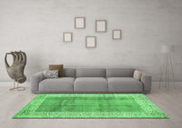 Machine Washable Abstract Emerald Green Contemporary Rug, wshcon338emgrn