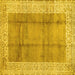 Square Machine Washable Abstract Yellow Contemporary Rug, wshcon338yw