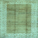 Square Abstract Light Blue Contemporary Rug, con338lblu