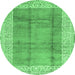 Round Abstract Emerald Green Contemporary Rug, con338emgrn