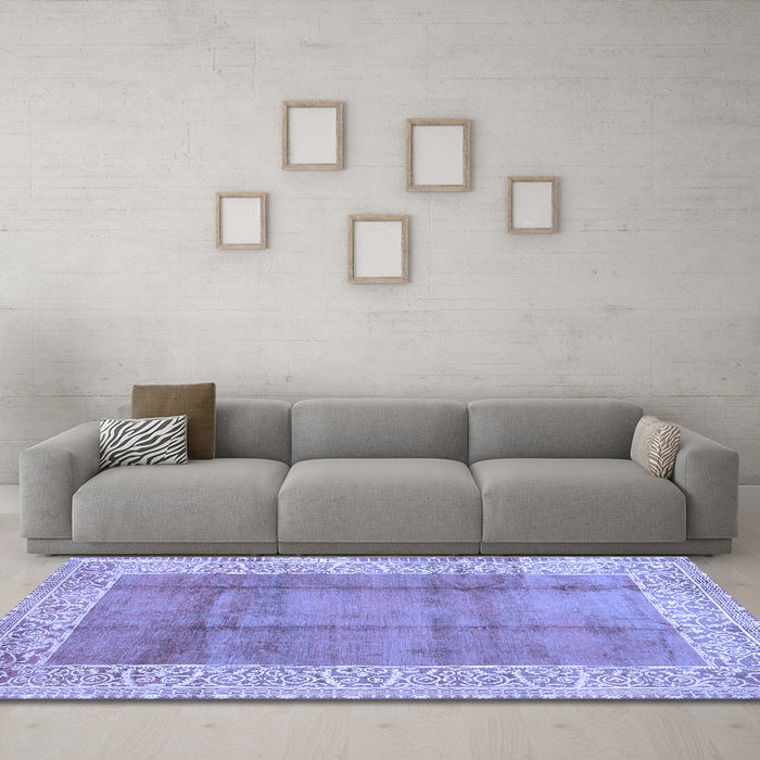 Machine Washable Abstract Blue Contemporary Rug in a Living Room, wshcon338blu