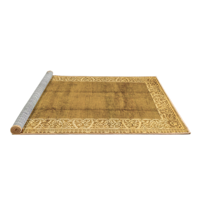 Sideview of Machine Washable Abstract Brown Contemporary Rug, wshcon338brn