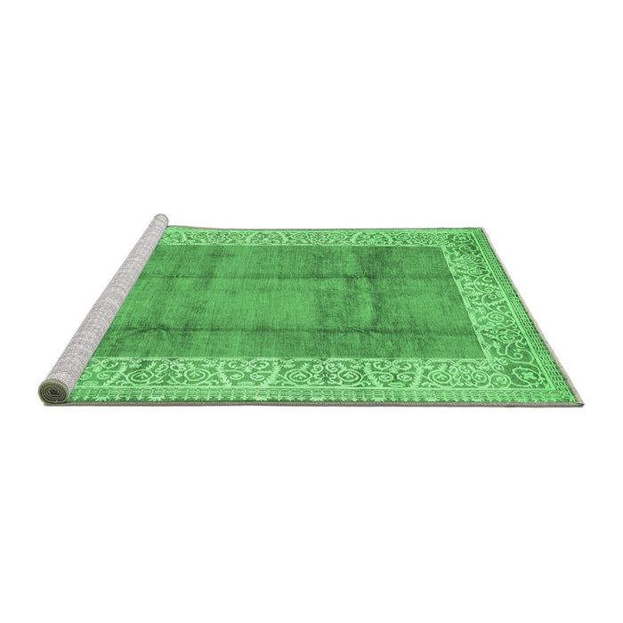 Sideview of Machine Washable Abstract Emerald Green Contemporary Area Rugs, wshcon338emgrn