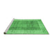 Sideview of Machine Washable Abstract Emerald Green Contemporary Area Rugs, wshcon338emgrn