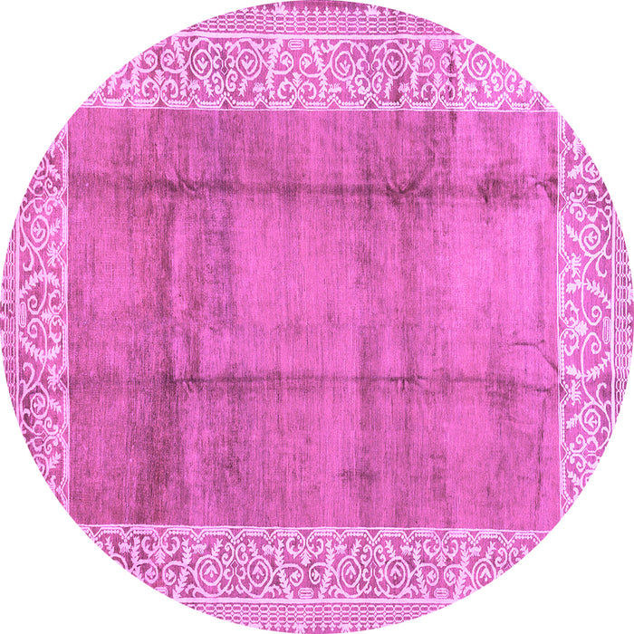 Round Machine Washable Abstract Purple Contemporary Area Rugs, wshcon338pur