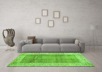 Machine Washable Abstract Green Contemporary Rug, wshcon338grn