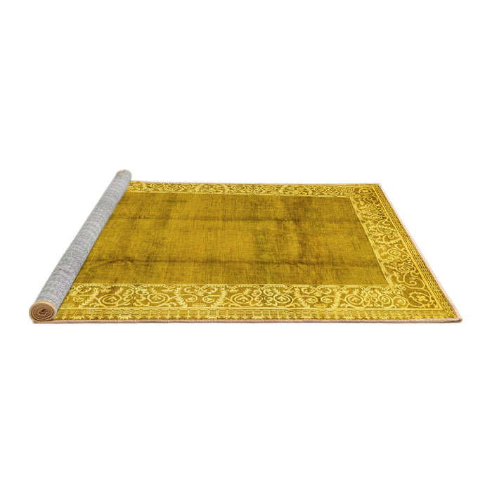 Sideview of Machine Washable Abstract Yellow Contemporary Rug, wshcon338yw