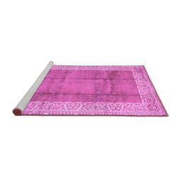 Sideview of Machine Washable Abstract Purple Contemporary Area Rugs, wshcon338pur