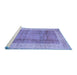 Sideview of Machine Washable Abstract Blue Contemporary Rug, wshcon338blu