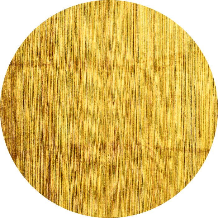 Round Machine Washable Abstract Yellow Contemporary Rug, wshcon339yw
