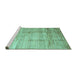 Sideview of Machine Washable Abstract Turquoise Contemporary Area Rugs, wshcon339turq