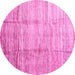 Round Abstract Pink Contemporary Rug, con339pnk