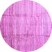 Round Machine Washable Abstract Purple Contemporary Area Rugs, wshcon339pur