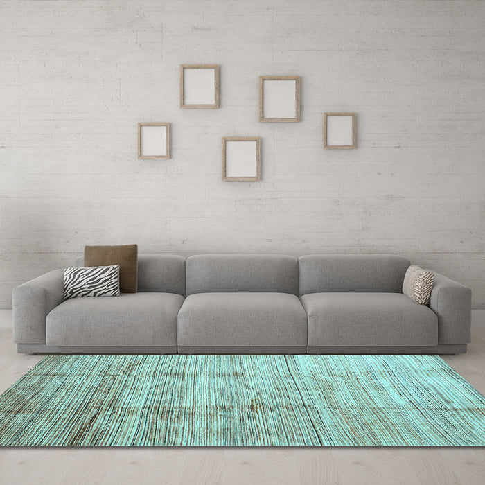Machine Washable Abstract Light Blue Contemporary Rug in a Living Room, wshcon339lblu