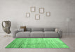 Machine Washable Abstract Emerald Green Contemporary Area Rugs in a Living Room,, wshcon339emgrn