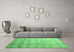 Machine Washable Abstract Emerald Green Contemporary Area Rugs in a Living Room,, wshcon339emgrn