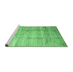 Sideview of Machine Washable Abstract Emerald Green Contemporary Area Rugs, wshcon339emgrn