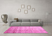 Machine Washable Abstract Pink Contemporary Rug in a Living Room, wshcon339pnk