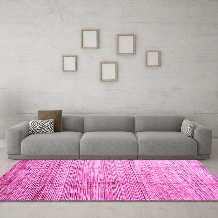 Machine Washable Abstract Pink Contemporary Rug in a Living Room, wshcon339pnk