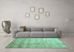 Machine Washable Abstract Turquoise Contemporary Area Rugs in a Living Room,, wshcon339turq