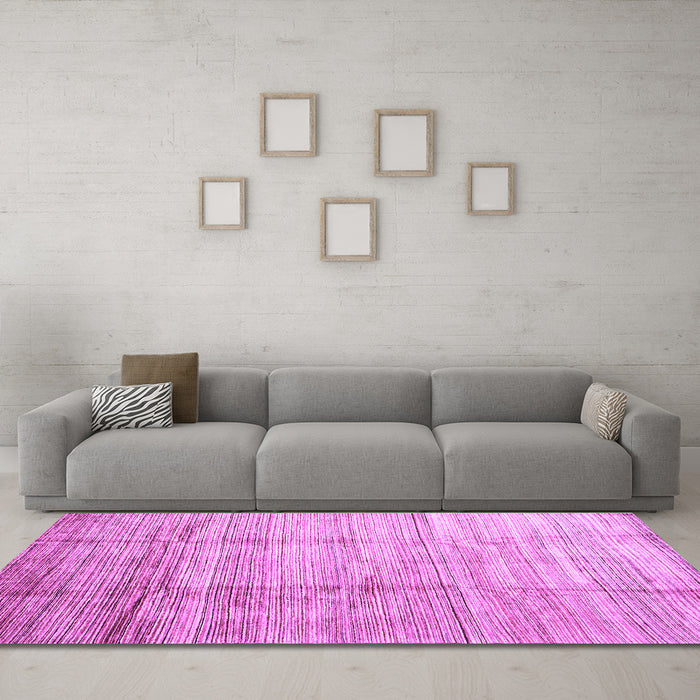 Machine Washable Abstract Purple Contemporary Area Rugs in a Living Room, wshcon339pur