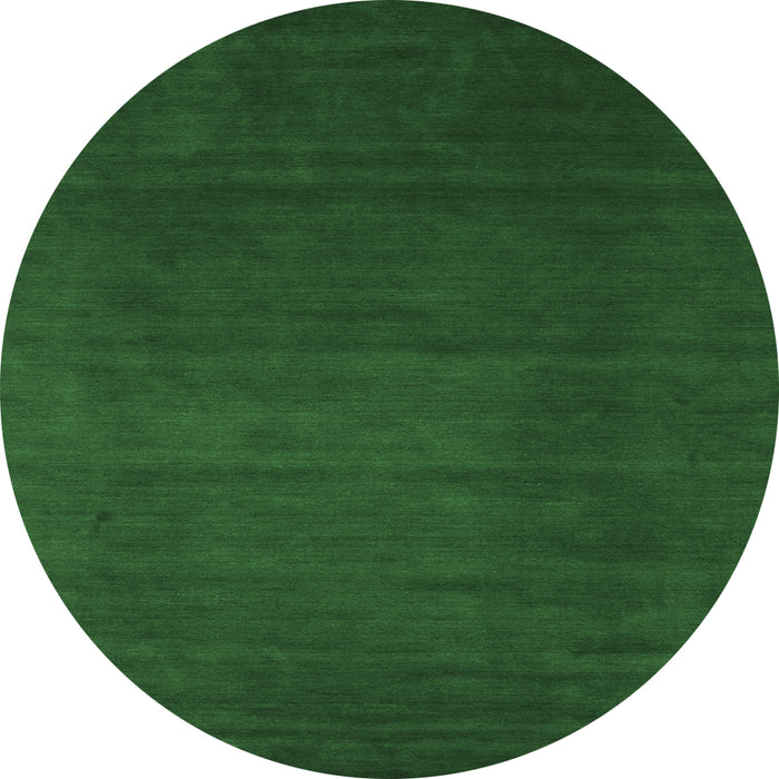 Round Machine Washable Abstract Emerald Green Contemporary Area Rugs, wshcon33emgrn