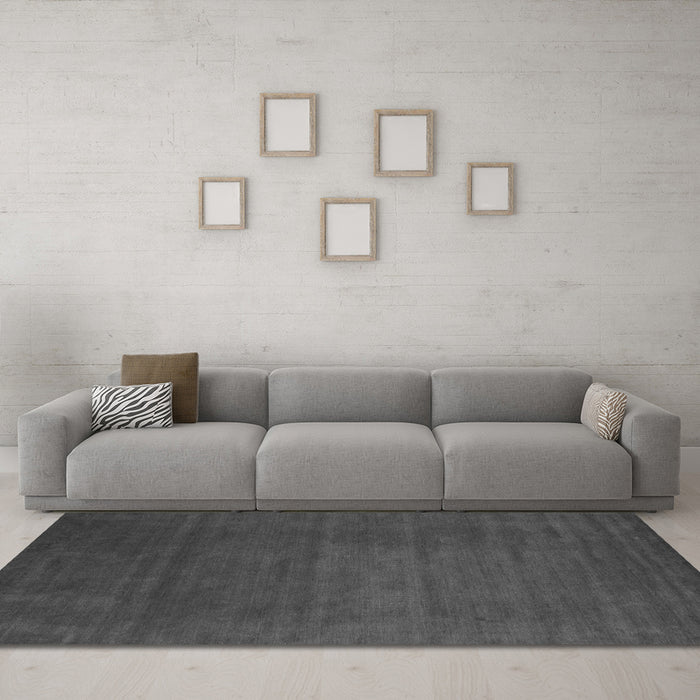 Machine Washable Abstract Gray Contemporary Rug in a Living Room,, wshcon33gry