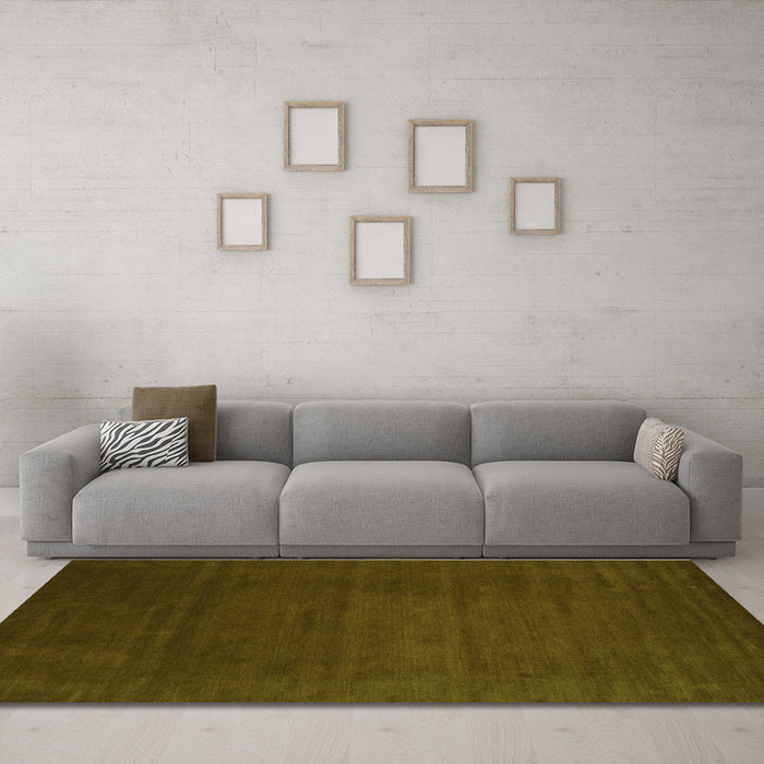 Machine Washable Abstract Green Contemporary Area Rugs in a Living Room,, wshcon33grn