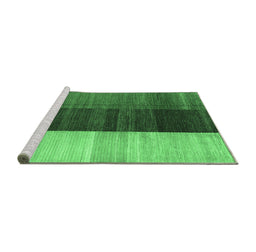 Sideview of Machine Washable Abstract Emerald Green Contemporary Area Rugs, wshcon340emgrn