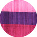 Round Machine Washable Abstract Pink Contemporary Rug, wshcon340pnk